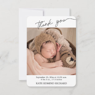 Birth Stats Photos Handwritten Baby Shower Thank Note Card