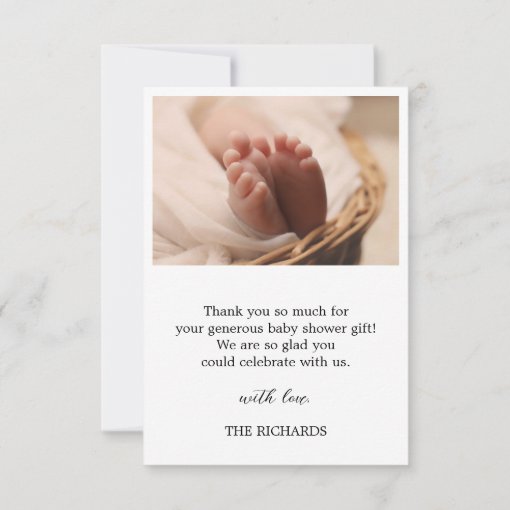 Birth Stats Photos Handwritten Baby Shower Thank You Card | Zazzle