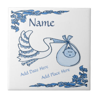 Birth Tile, Blue Dutch Look, Personalize Ceramic Tile