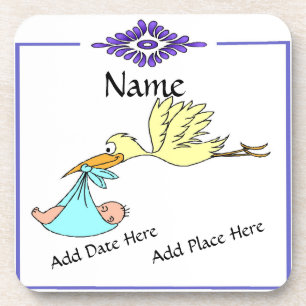 Birth Tile, Dutch Look, Personalize Beverage Coaster