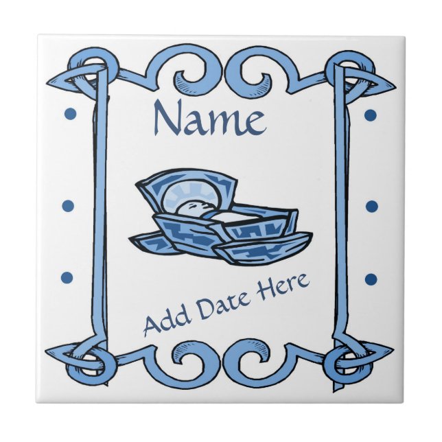 Birth Tile, Dutch Look, Personalize Ceramic Tile (Front)