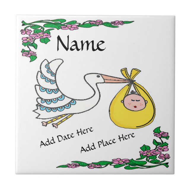 Birth Tile, Dutch Look, Personalize Tile (Front)