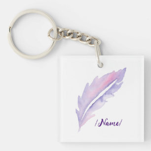 Birth Violet feather Holiday gift Keychain