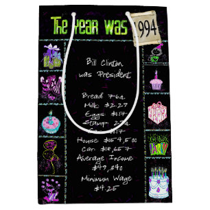 Birth Year 1994 Fun Trivia On Black Medium Gift Bag