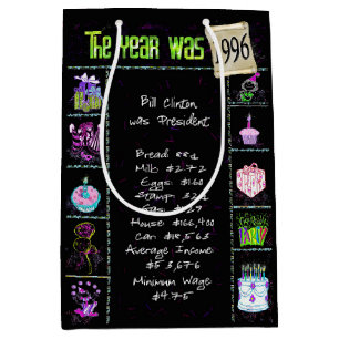 Birth Year 1996 Fun Trivia On Black   Medium Gift Bag