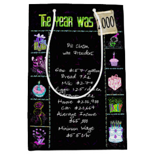 Birth Year 2000 Fun Trivia On Black    Medium Gift Bag