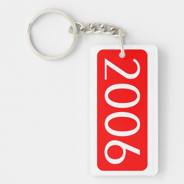 birth year 2006 text birthday number keychain (Front)