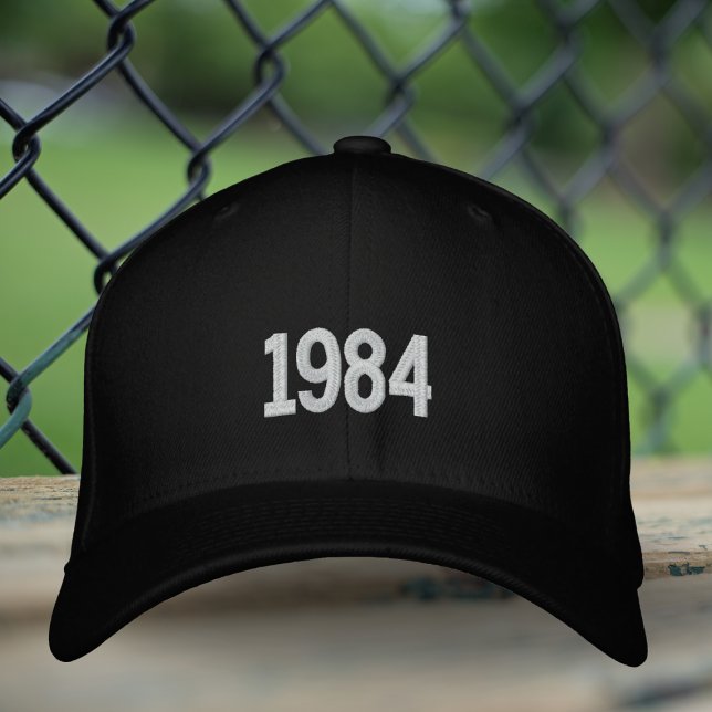 Birth Year Dad Embroidered Hat, Flexfit Black Cap (Creator Uploaded)