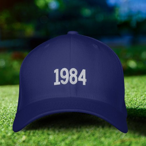 Birth Year Dad Embroidered Hat Flexfit Blue Cap