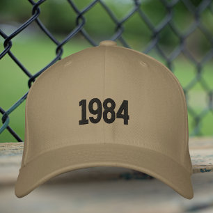 Birth Year Dad Embroidered Hat, Flexfit Brown Cap
