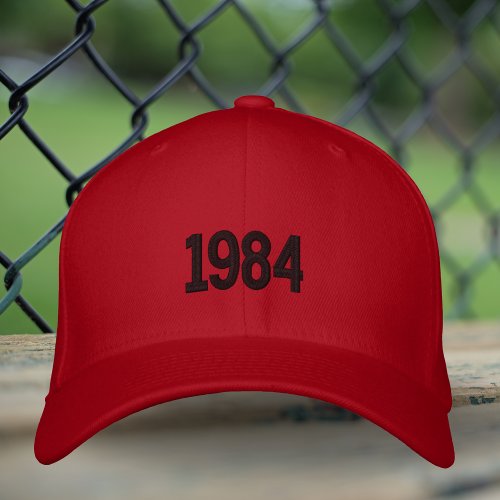 Birth Year Dad Embroidered Hat Flexfit Red Cap