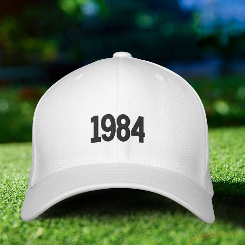 Birth Year Dad Embroidered Hat Flexfit White Cap