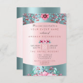 Birthay 16th Bridal Floral Pink Blue Water Aqua Invitation (Front/Back)