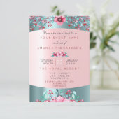 Birthay 16th Bridal Floral Pink Blue Water Aqua Invitation (Standing Front)