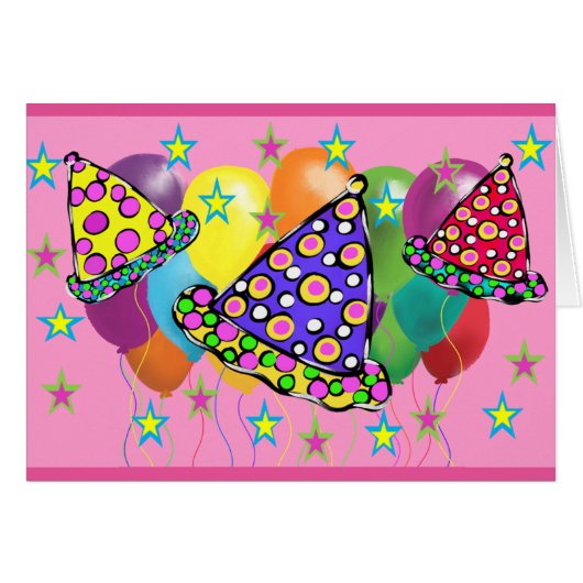 Birthay Party Hats Cards (Front Horizontal)