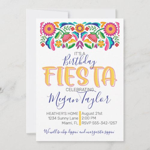 Birthd Fiesta Celebration Mexican Floral Invitation