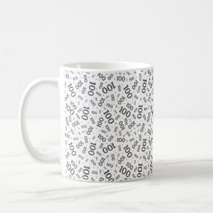 Birthday 100 Black/White Random Number Pattern  Coffee Mug
