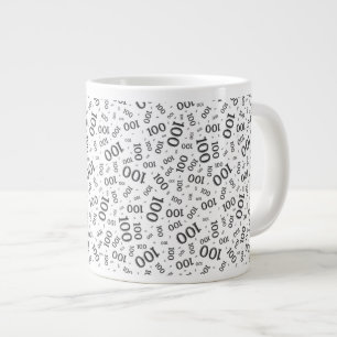 Birthday 100 Black/White Random Number Pattern Giant Coffee Mug