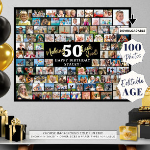 Birthday 100 Photos Making AGE Look Good Black Poster