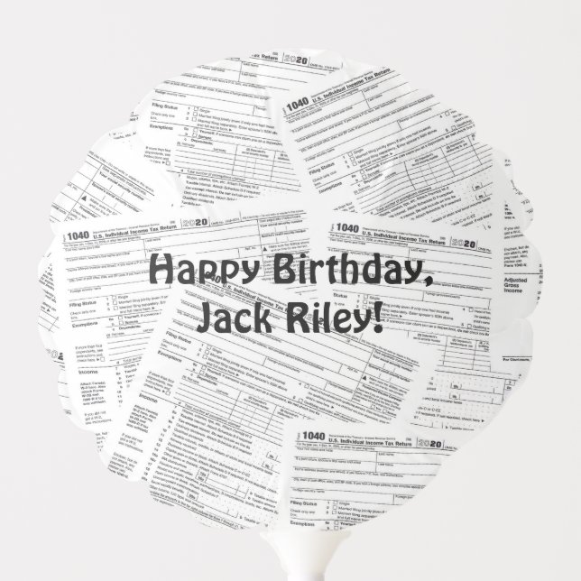 Birthday 1040 IRS Tax Form Balloon (Front)