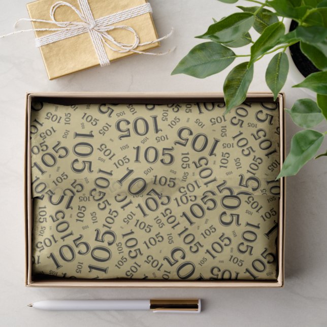 Birthday 105th Gold/Black Random Number Pattern Tissue Paper (Gift)