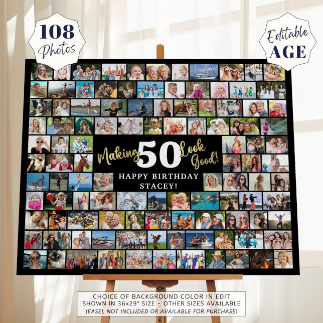 Birthday 108 Photo Collage Making AGE Look Good Foam Board (Creator Uploaded)