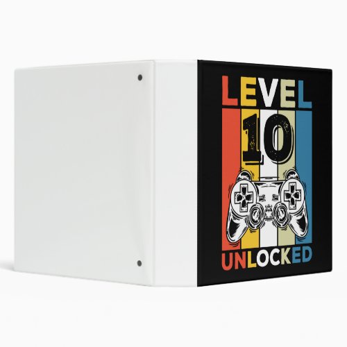 Birthday 10th Level Unlocked 10 Gaming Vintage 3 Ring Binder