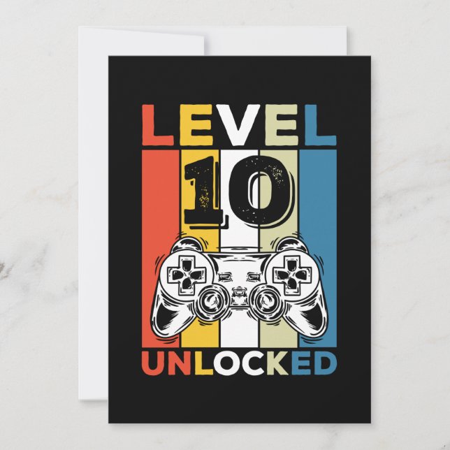 Birthday 10th Level Unlocked 10 Gaming Vintage Invitation (Front)