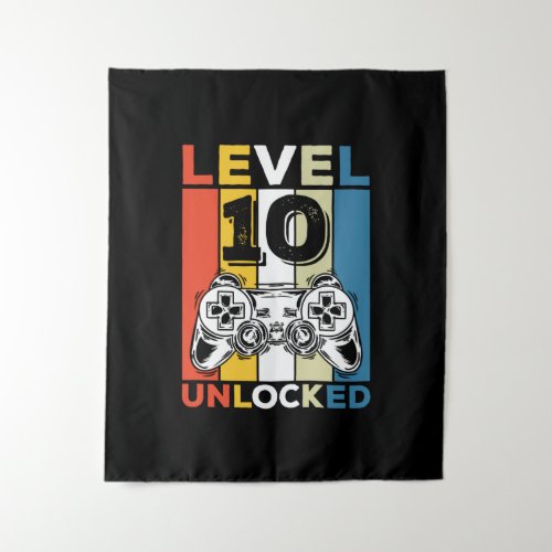Birthday 10th Level Unlocked 10 Gaming Vintage Tapestry