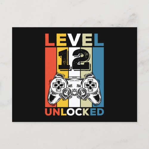 Birthday 12th Level Unlocked 12 Gaming Vintage Holiday Postcard