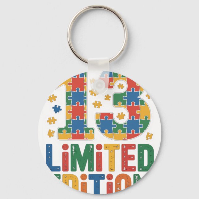 Birthday 13 Year Old Autism Awarenes Keychain (Front)