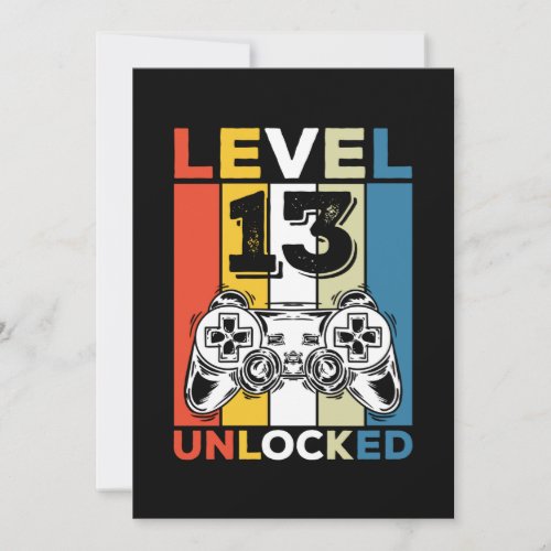 Birthday 13th Level Unlocked 13 Gaming Vintage Invitation