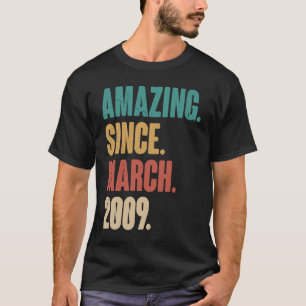 Birthday 14th Decoration Amazing Since March 2009 T-Shirt