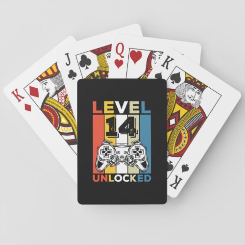 Birthday 14th Level Unlocked 14 Gaming Vintage Playing Cards