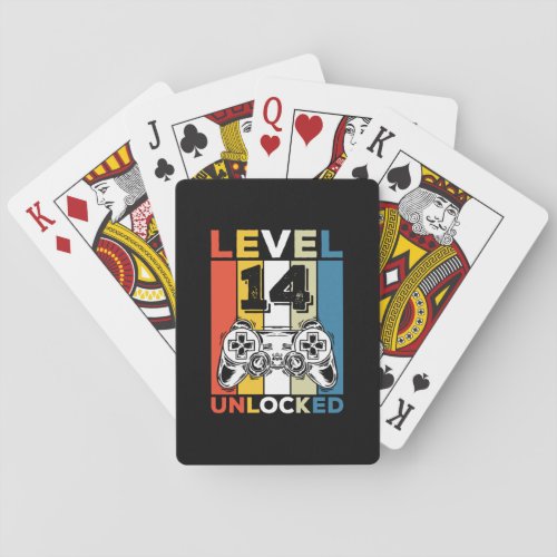 Birthday 14th Level Unlocked 14 Gaming Vintage Poker Cards