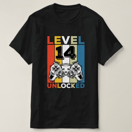 Birthday 14th Level Unlocked 14 Gaming Vintage T_Shirt