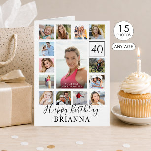 Birthday 15 Photo Any Age Custom Personalized Cards