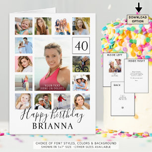 Birthday 15 Photo Any Age Custom Personalized Cards