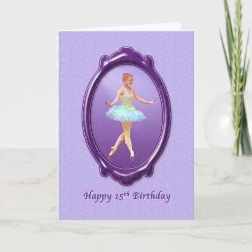 Birthday 15th Ballerina in Purple and Lavender Card