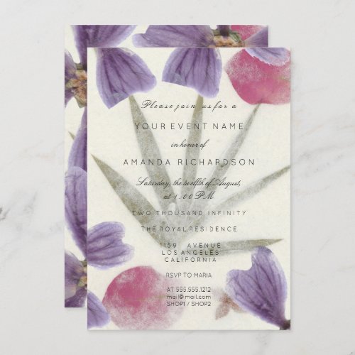 Birthday 16th Bridal Floral Ivory Plum Purple Iris Invitation