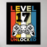 Birthday 17th Level Unlocked 17 Gaming Vintage Poster<br><div class="desc">Birthday 17th Level Unlocked 17 Gaming Vintage</div>