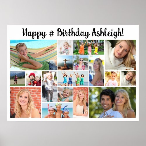 Birthday 18 Photo Collage Custom Personalized Poster