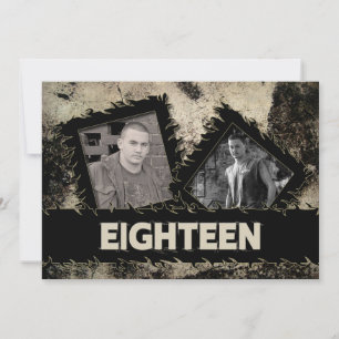 BIRTHDAY 18th INVITATION - GRUNGE - TWO PHOTOS