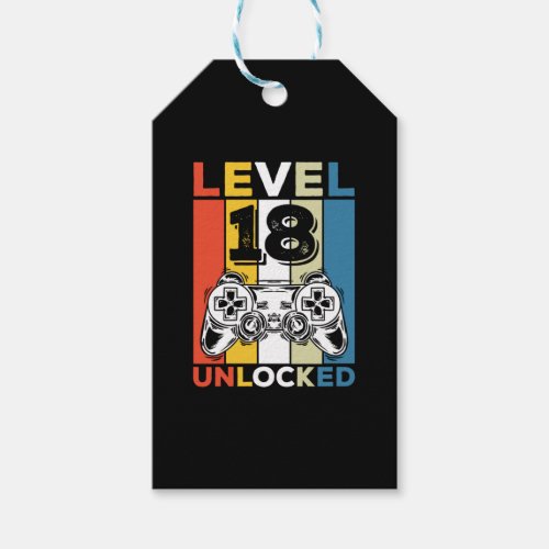 Birthday 18th Level Unlocked 18 Gaming Vintage Gift Tags