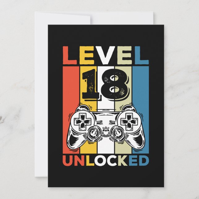 Birthday 18th Level Unlocked 18 Gaming Vintage Invitation (Front)