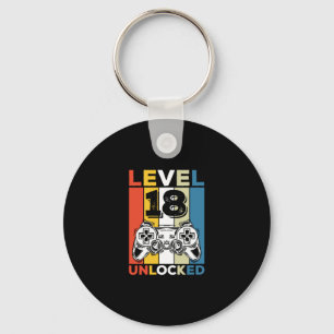 Birthday 18th Level Unlocked 18 Gaming Vintage Keychain
