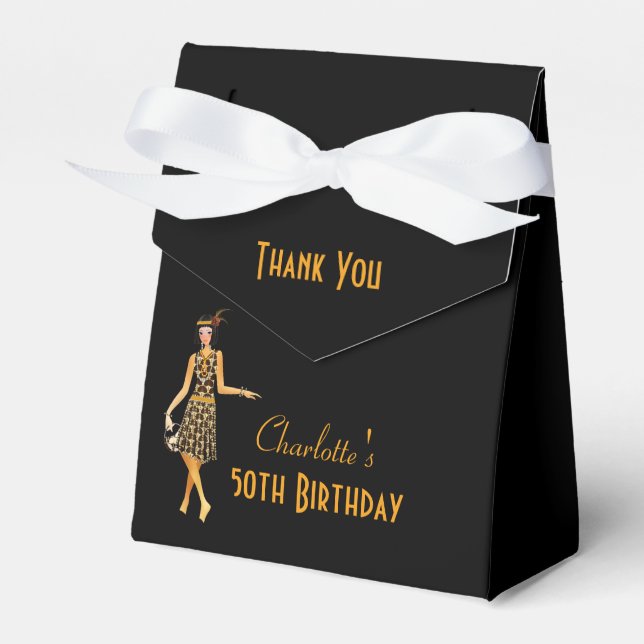 Birthday 1920's style retro art deco Thank You Favor Boxes (Front Side)