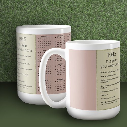 Birthday 1945 Calendar Gift Coffee Mug