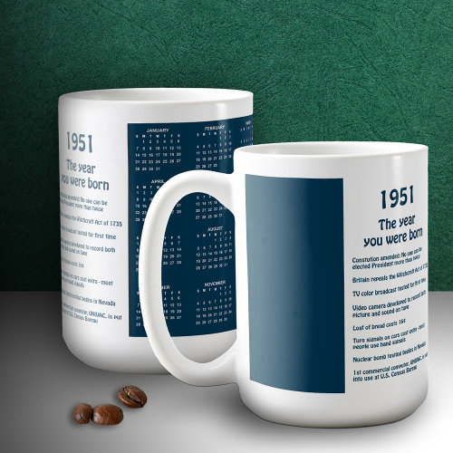 Birthday 1951 Calendar Gift Coffee Mug