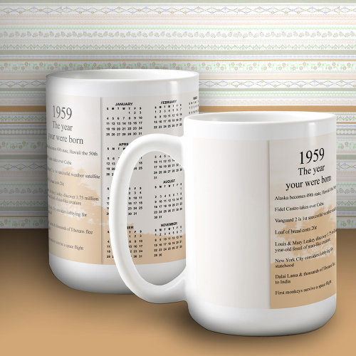 Birthday 1959 Calendar Gift Coffee Mug